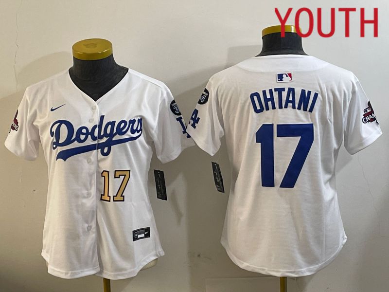 Youth Los Angeles Dodgers 17 Ohtani White Game 2024 Nike MLB Jersey style 12098